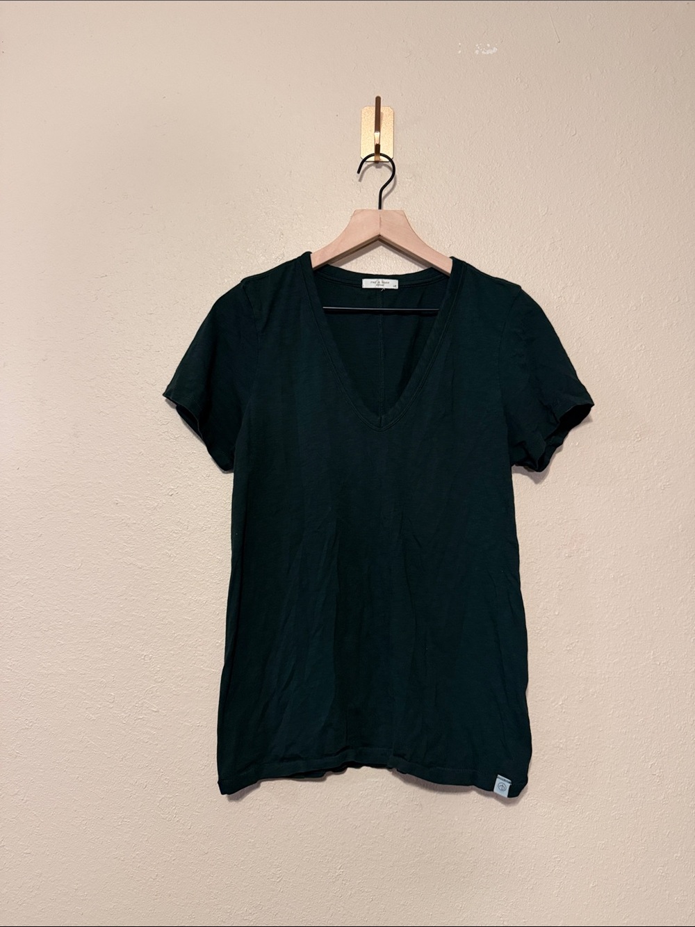 Rag & Bone Organic Pima Cotton V Neck T Shirt Green Women's Size Large